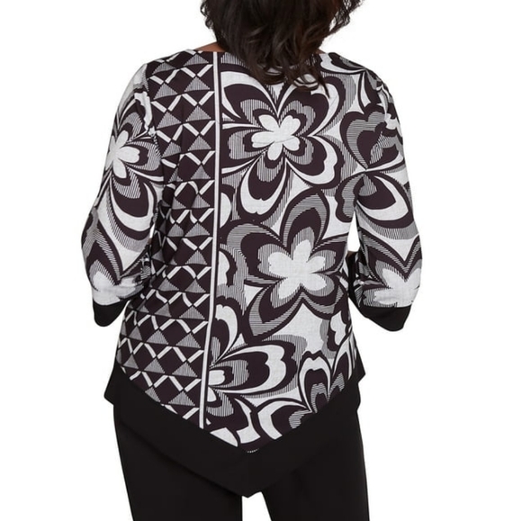 Alfred Dunner Floral Geometric Top - Picture 2 of 8